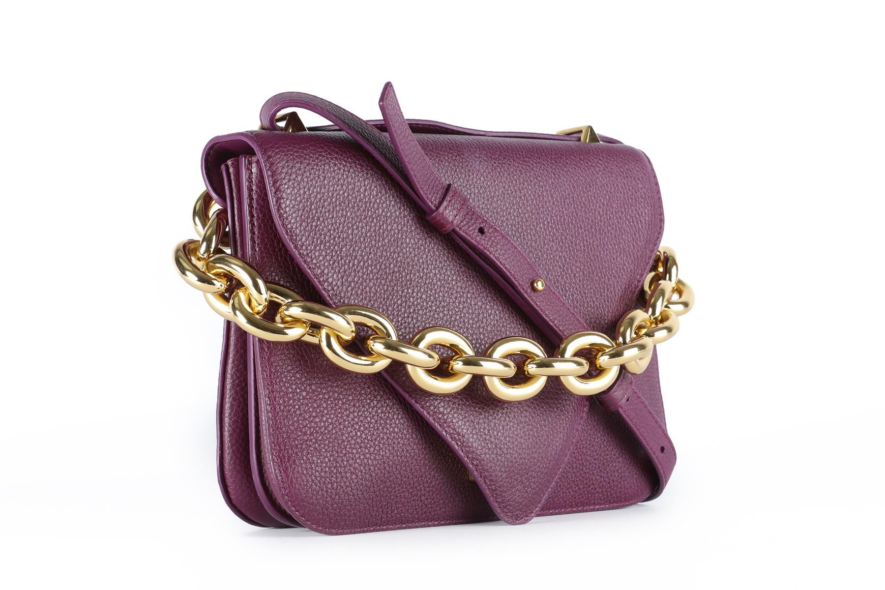 BOTTEGA VENETA PURPLE MOUNT SMALL LEATHER SHOULDER BAG