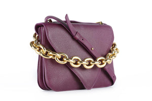 BOTTEGA VENETA PURPLE MOUNT SMALL LEATHER SHOULDER BAG