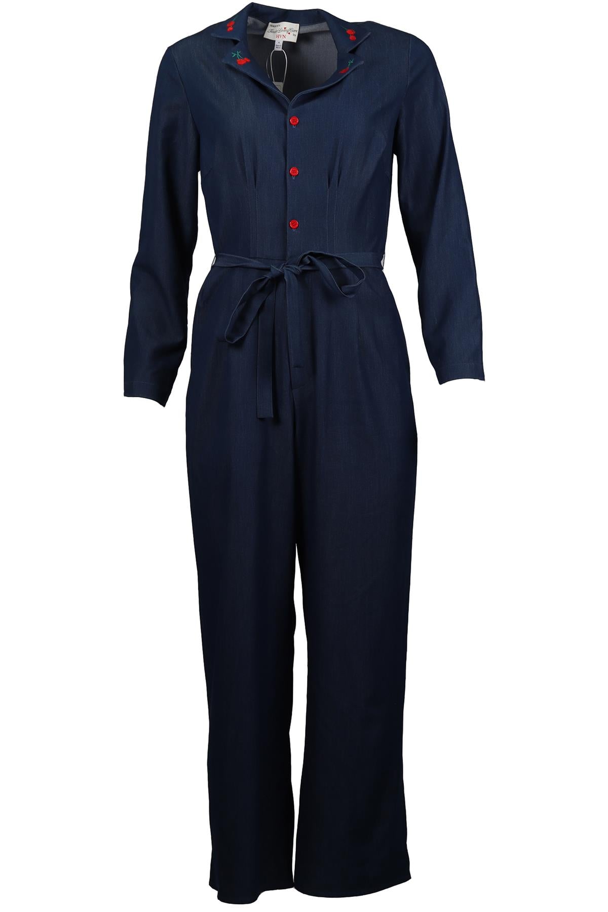 HVN BELTED CHAMBRAY JUMPSUIT US 4 UK 8