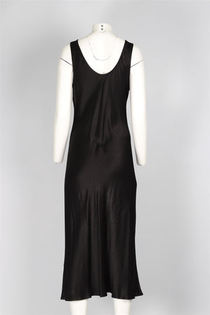 GHOST BLACK SATIN MAXI DRESS MEDIUM