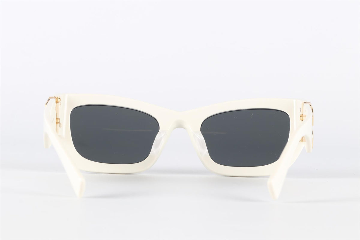 MIU MIU WHITE RECTANGLE FRAME ACETATE SUNGLASSES