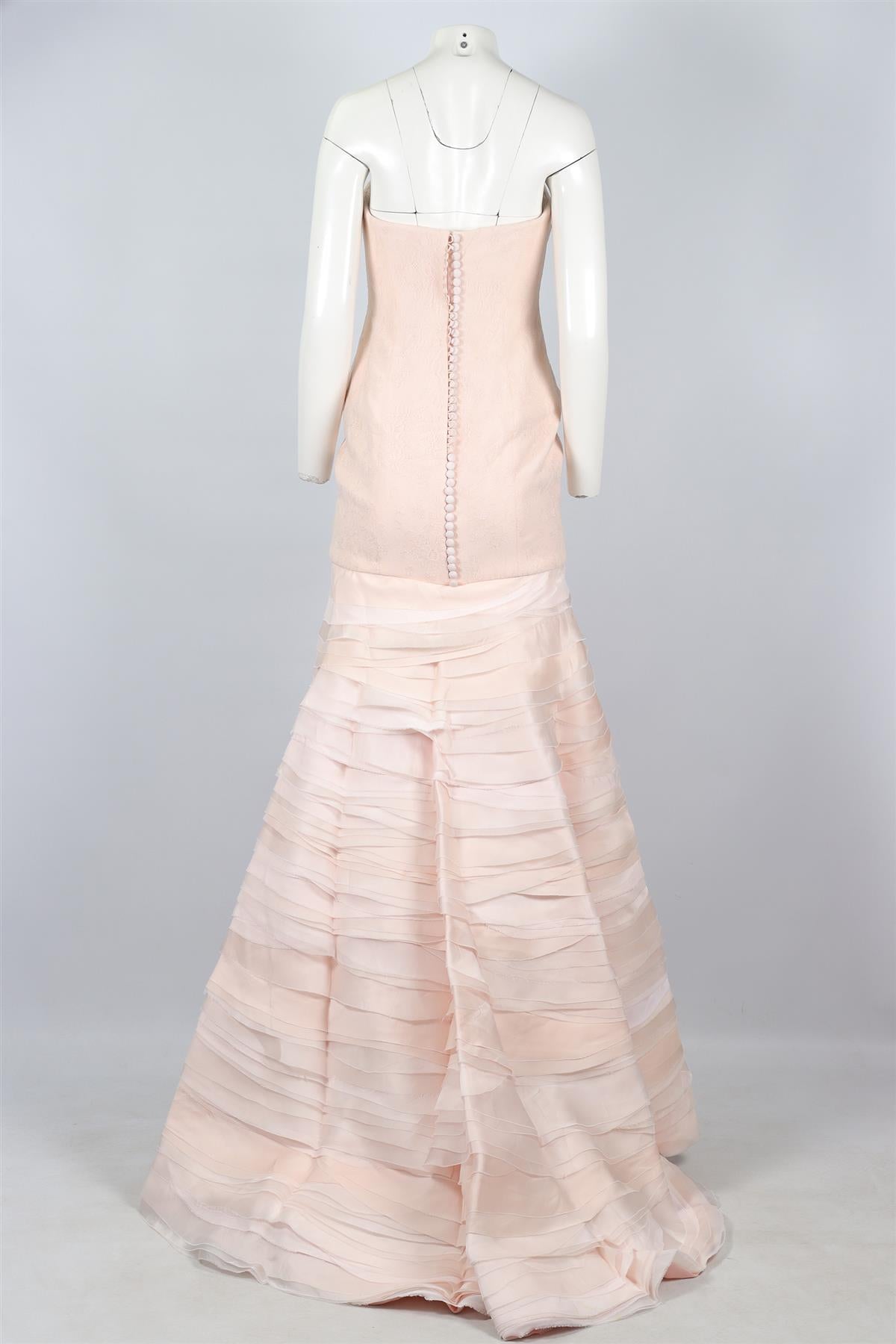 RALPH & RUSSO PINK HAUTE COUTURE SILK GOWN XSMALL