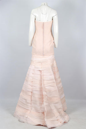 RALPH & RUSSO PINK HAUTE COUTURE SILK GOWN XSMALL