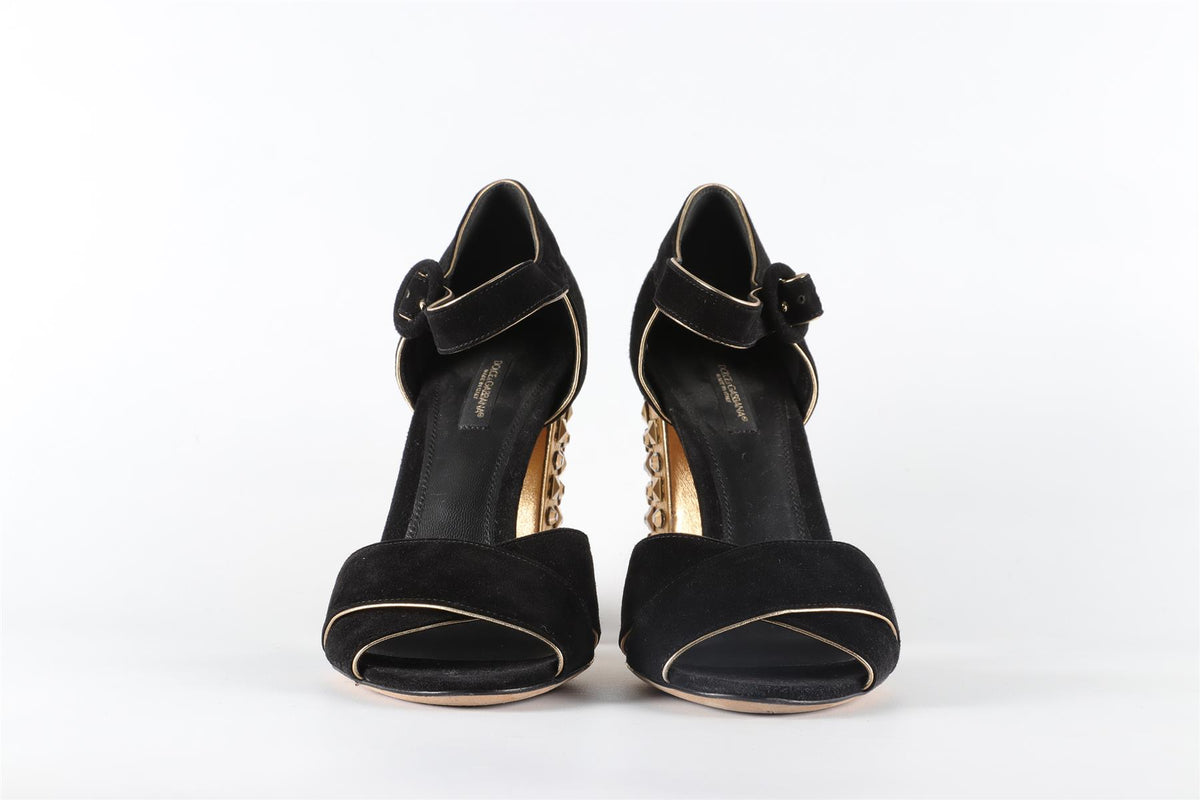 DOLCE & GABANNA BLACK SUEDE SANDALS EU 39.5 UK 6.5 US 9.5