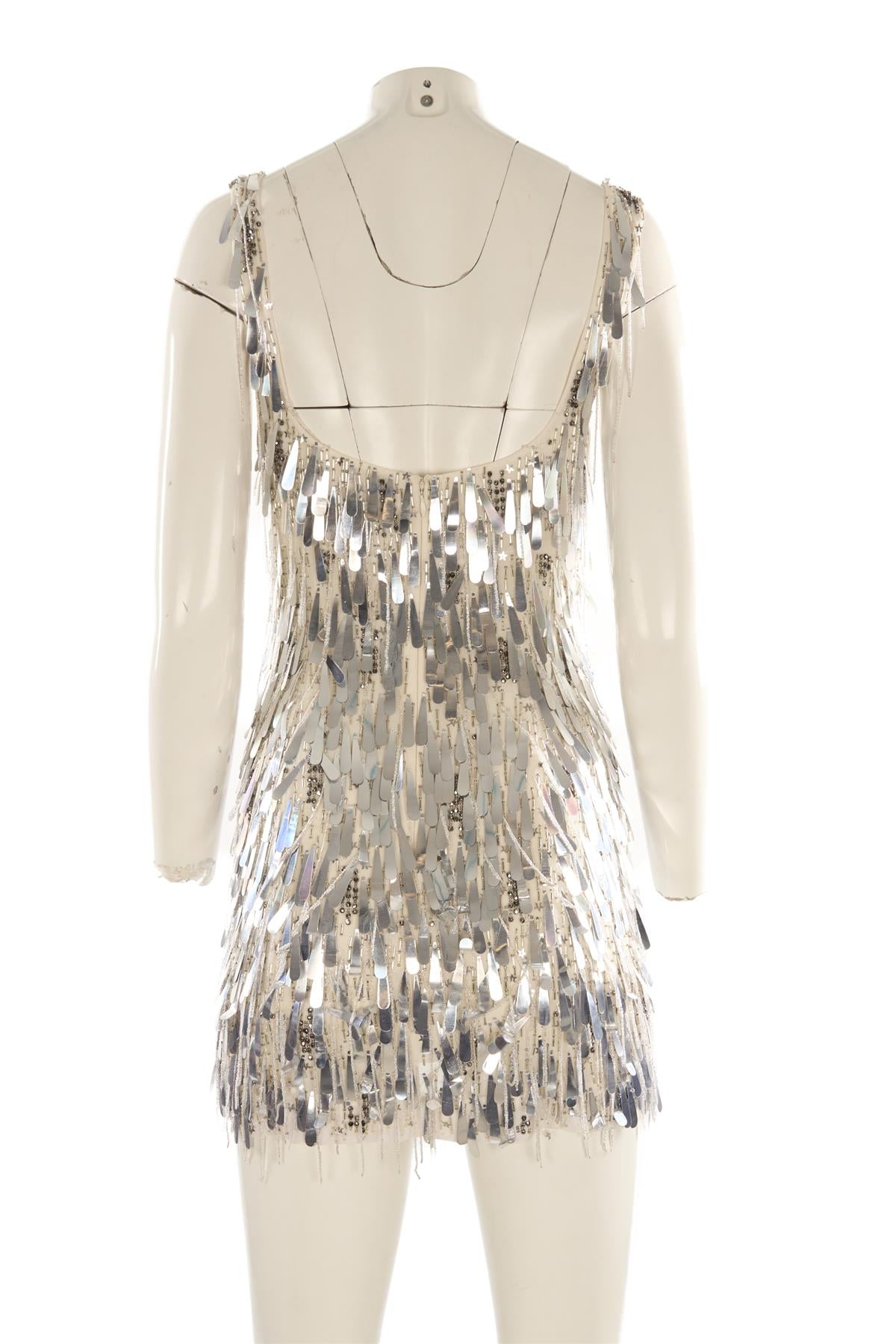 ILTA SILVER SEQUIN MINI DRESS FR 36 UK 8