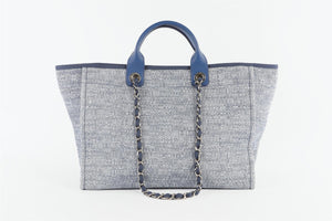 CHANEL BLUE 2018 DEAUVILLE MEDIUM FABRIC TOTE BAG