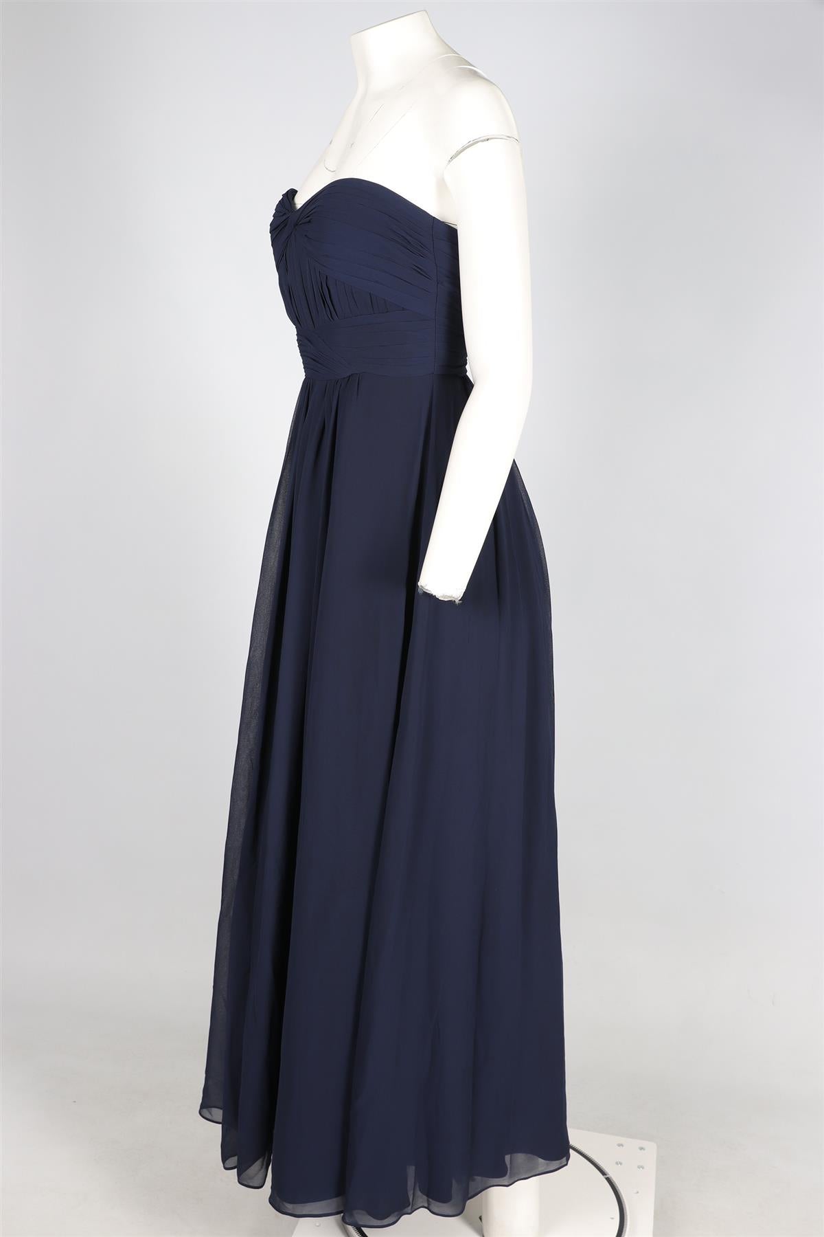 MONIQUE LHUILLIER BLUE CHIFFON MAXI DRESS US 0 UK 4