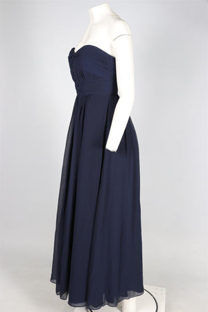 MONIQUE LHUILLIER BLUE CHIFFON MAXI DRESS US 0 UK 4