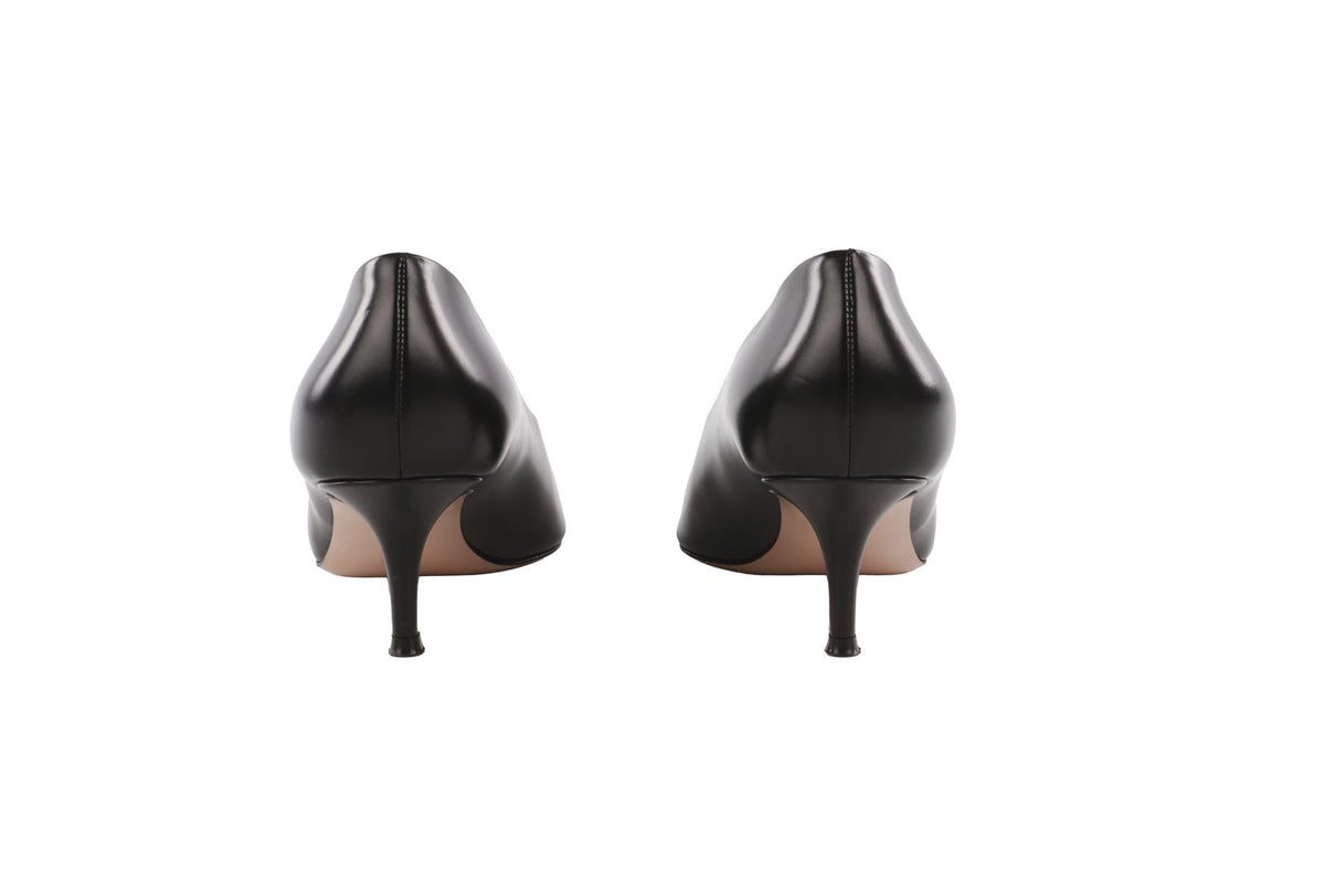 GIANVITO ROSSI BLACK LEATHER PUMPS EU 39 UK 6 US 9