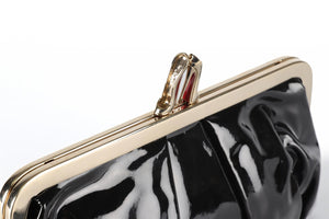 CHRISTIAN LOUBOUTIN BLACK MISS LOUBI PATENT LEATHER CLUTCH