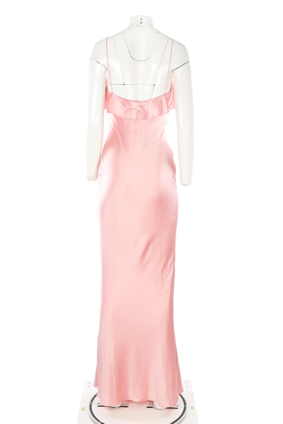DE LA VALI PINK SILK MAXI DRESS UK 8