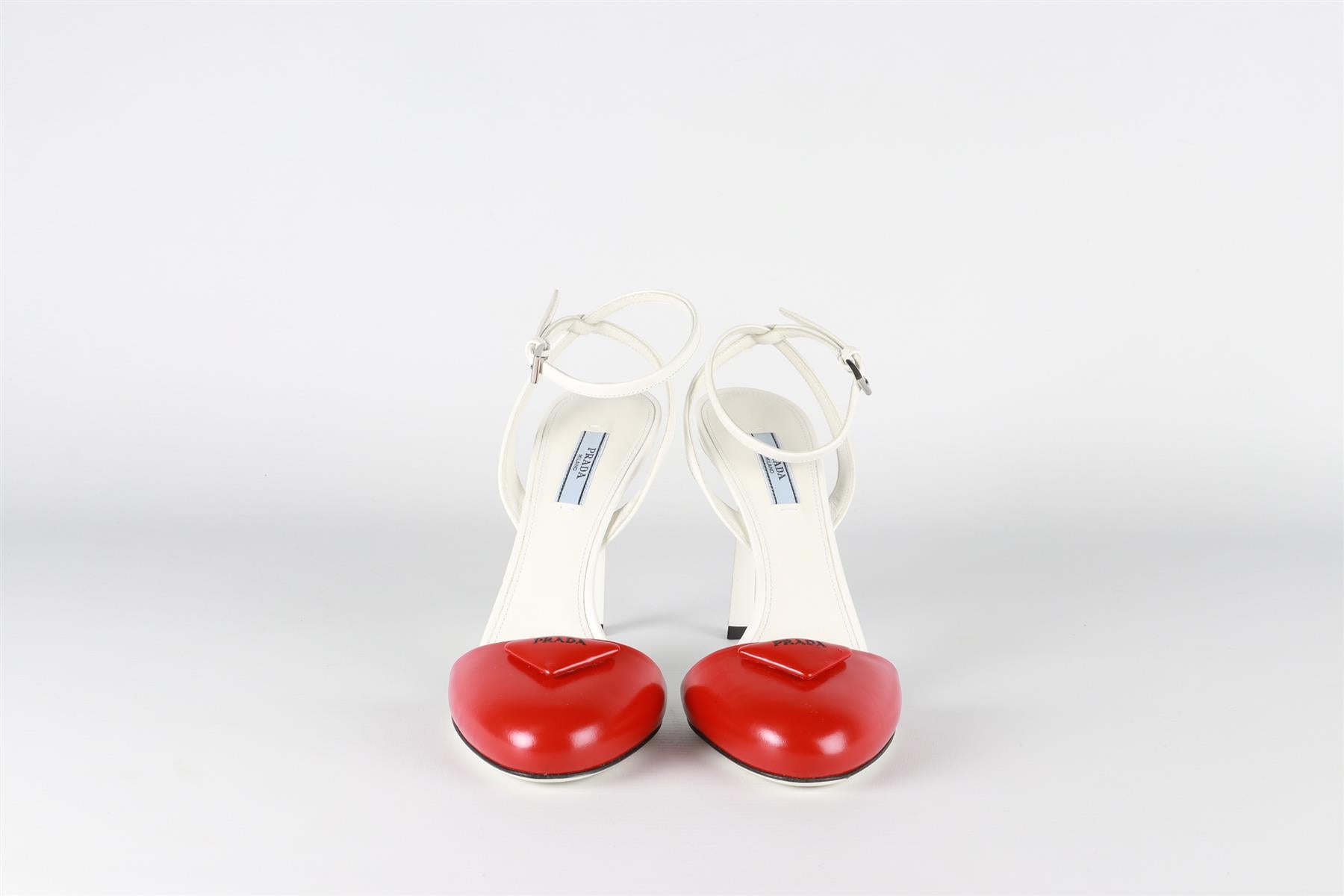 PRADA RED AND WHITE LEATHER PUMPS EU 38.5 UK 5.5 US 8.5