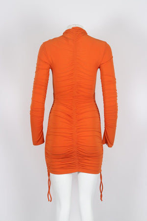 A.L.C. RUCHED STRETCH JERSEY MINI DRESS SMALL