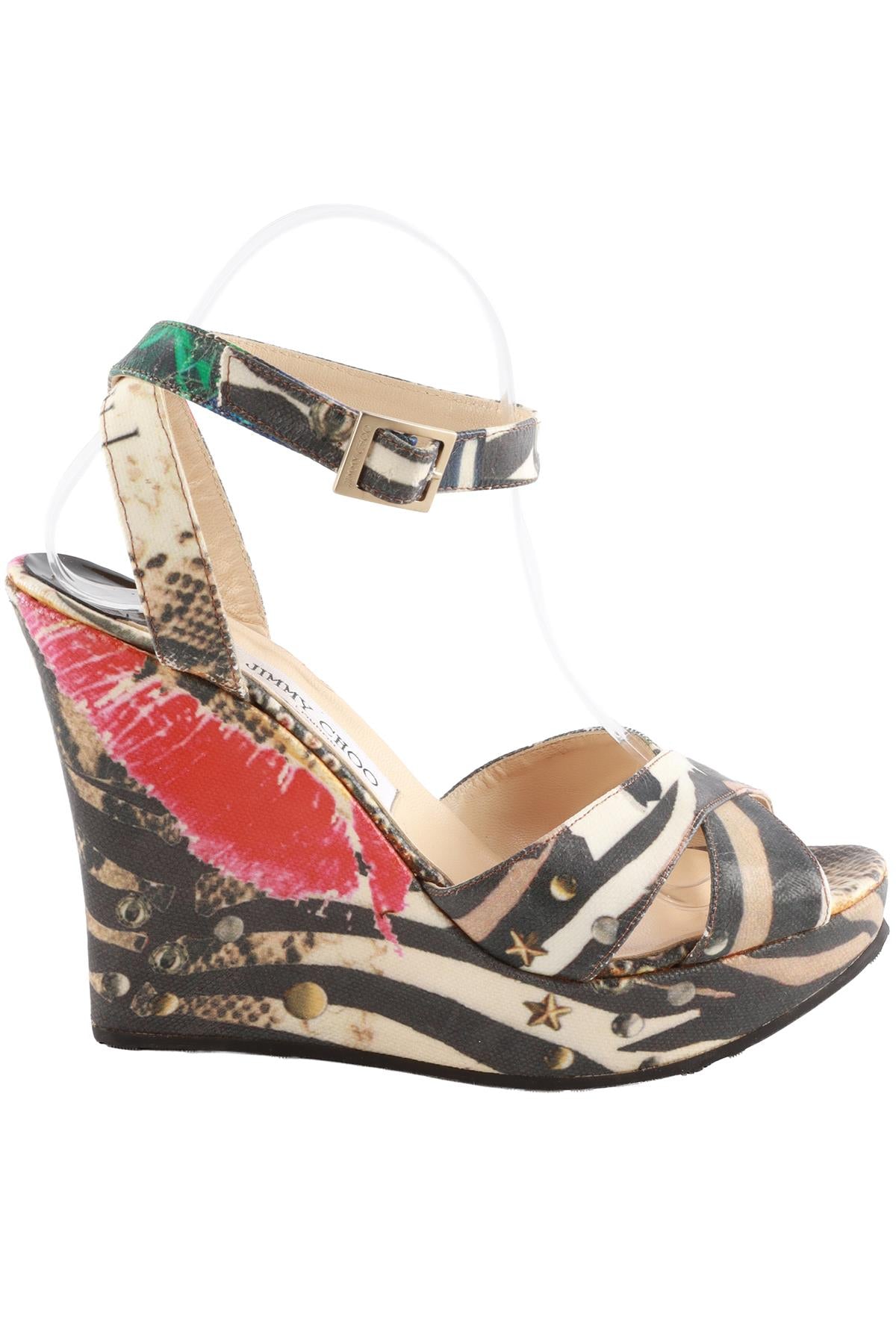 JIMMY CHOO MULTI FABRIC WEDGE SANDALS EU 40 UK 7 US 10