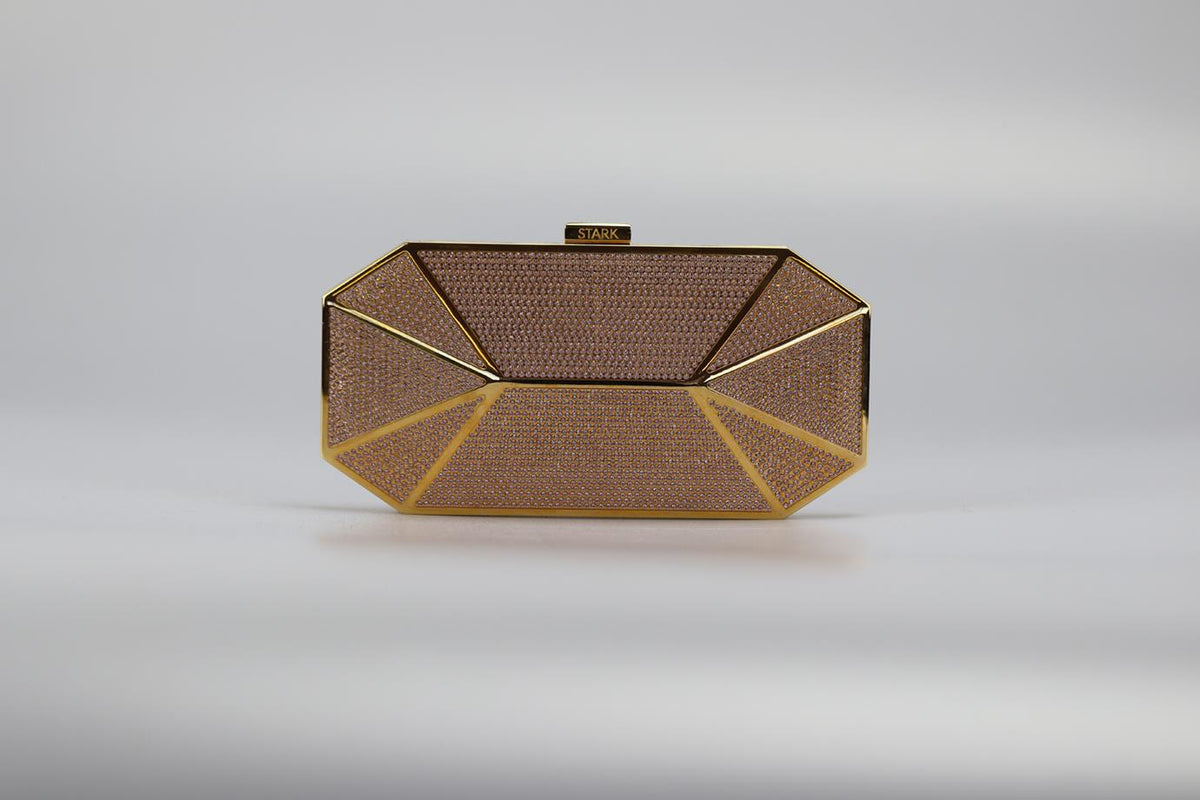 STARK CRYSTAL EMBELLISHED GOLD TONE CLUTCH