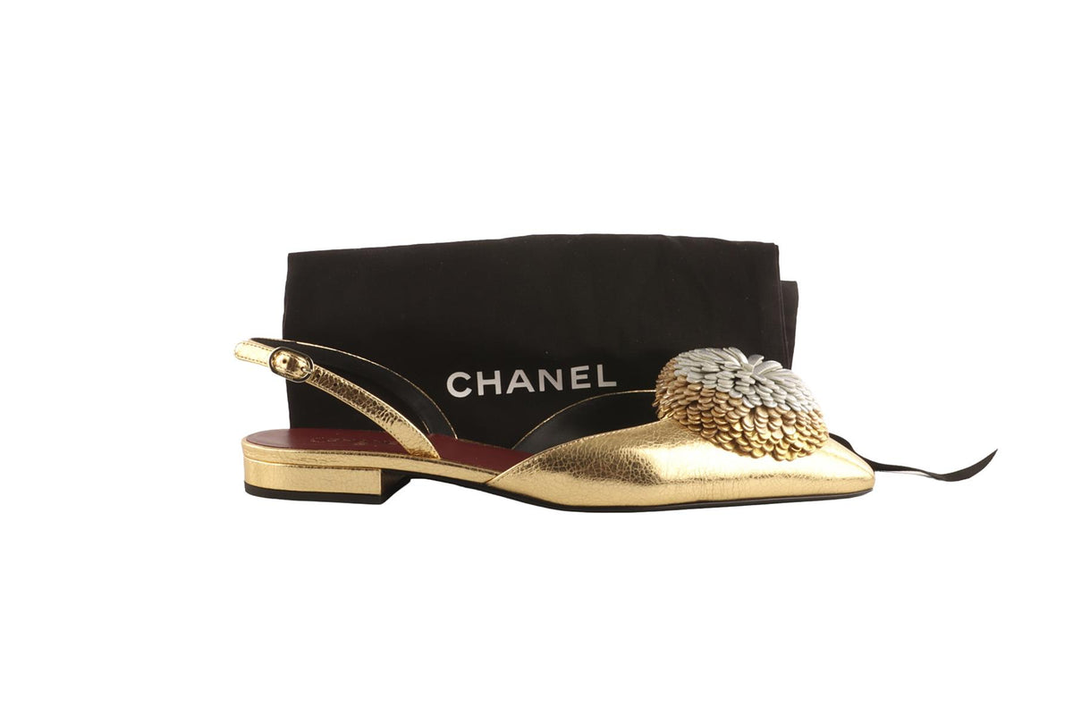 CHANEL GOLD 2026 LEATHER BALLET FLATS EU 41 UK 8 US 11