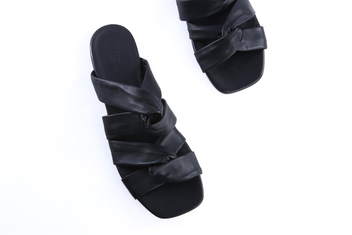 ROSETTA GETTY BLACK LEATHER SANDALS EU 39 UK 6 US 9