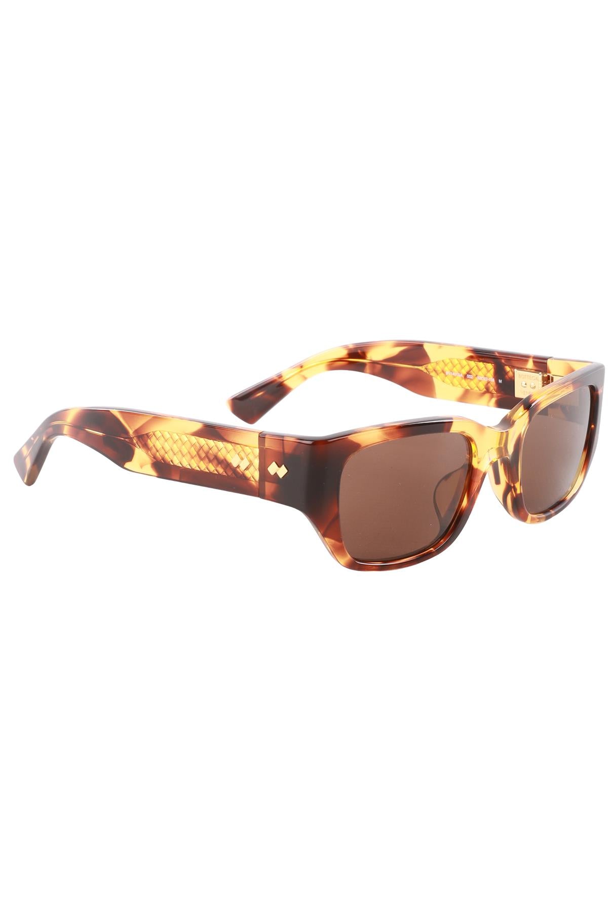 BOTTEGA VENETA BROWN RECTANGLE FRAME ACETATE SUNGLASSES