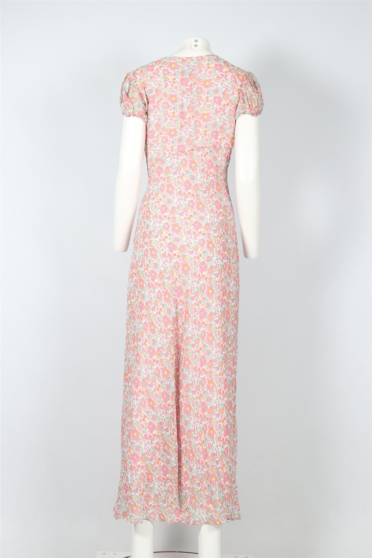 LOVESHACKFANCY + LIBERTY PINK FLORAL PRINT CHIFFON MAXI DRESS US 8 UK 12