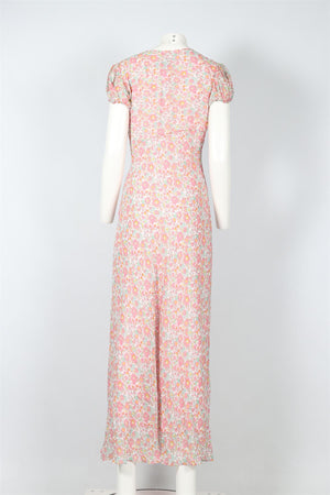 LOVESHACKFANCY + LIBERTY PINK FLORAL PRINT CHIFFON MAXI DRESS US 8 UK 12