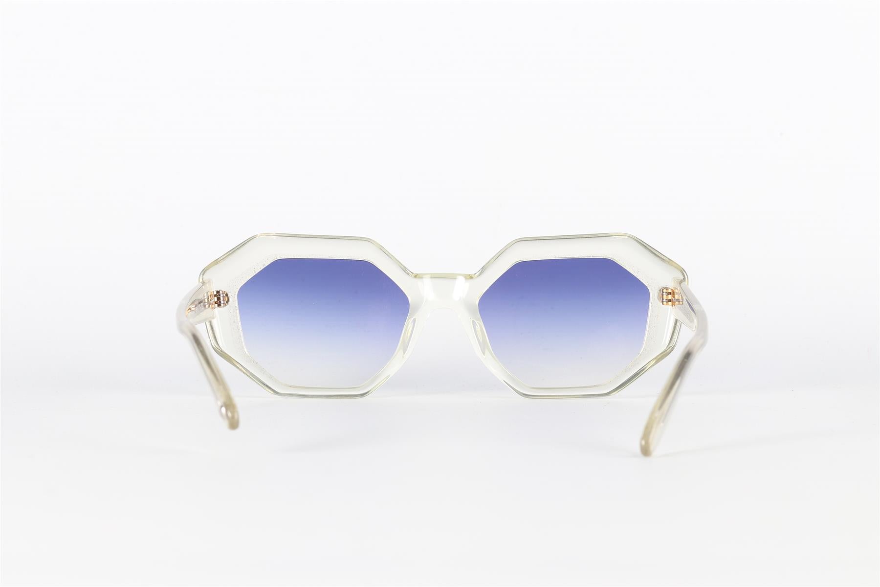 GARRETT LEIGHT CLEAR HEXAGON FRAME ACETATE SUNGLASSES