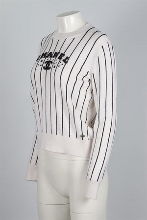 CHANEL WHITE 2023 CASHMERE SWEATER FR 40 UK 12