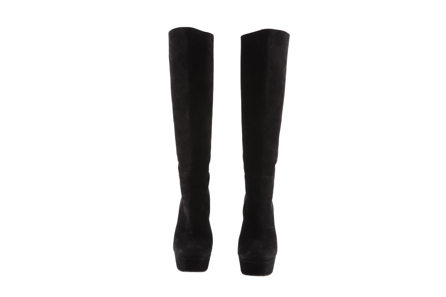 GUCCI BLACK SUEDE KNEE HIGH BOOTS EU 40 UK 7 US 10