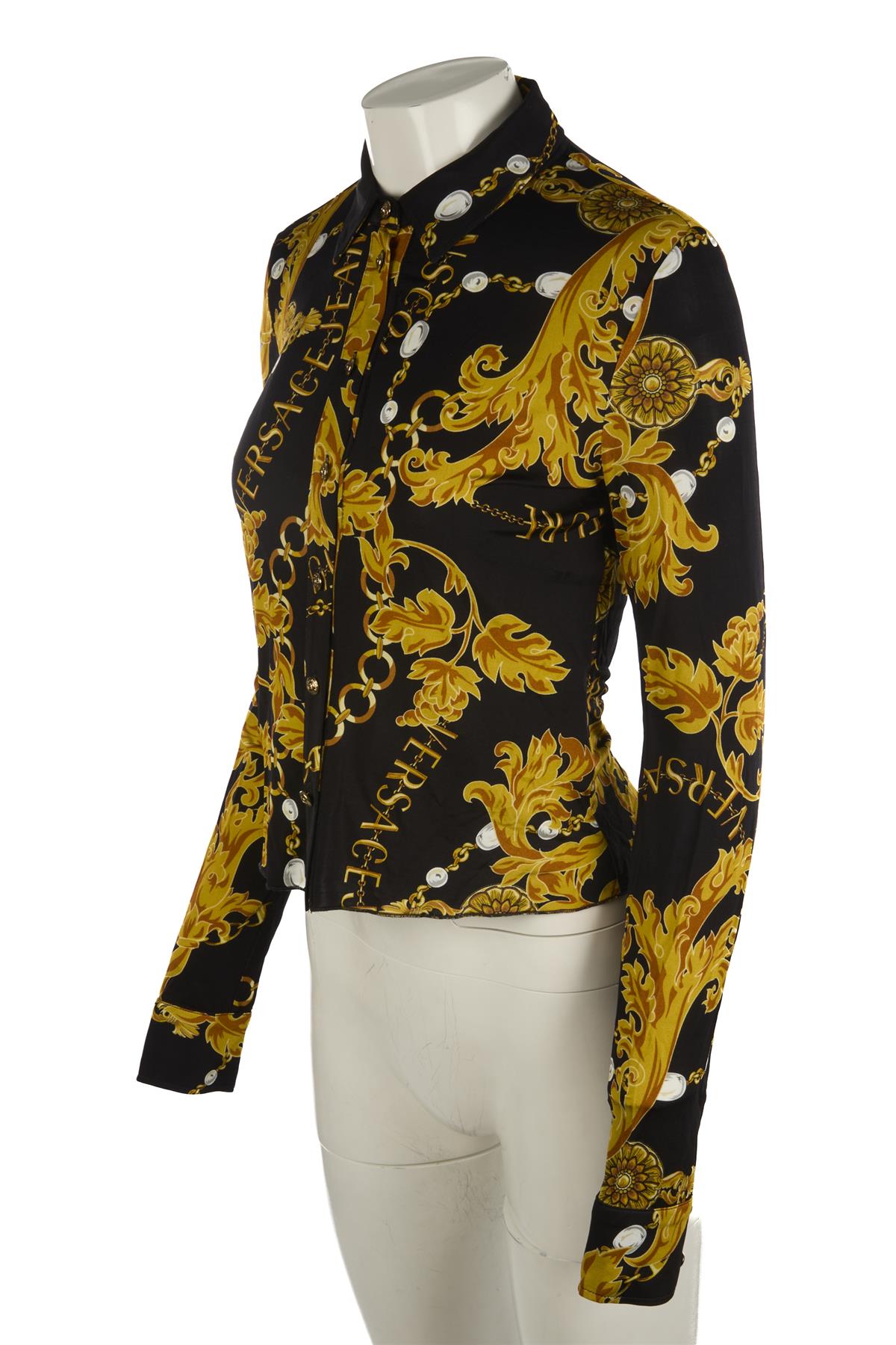VERSACE JEANS COUTURE BLACK JERSEY SHIRT IT 42 UK 10