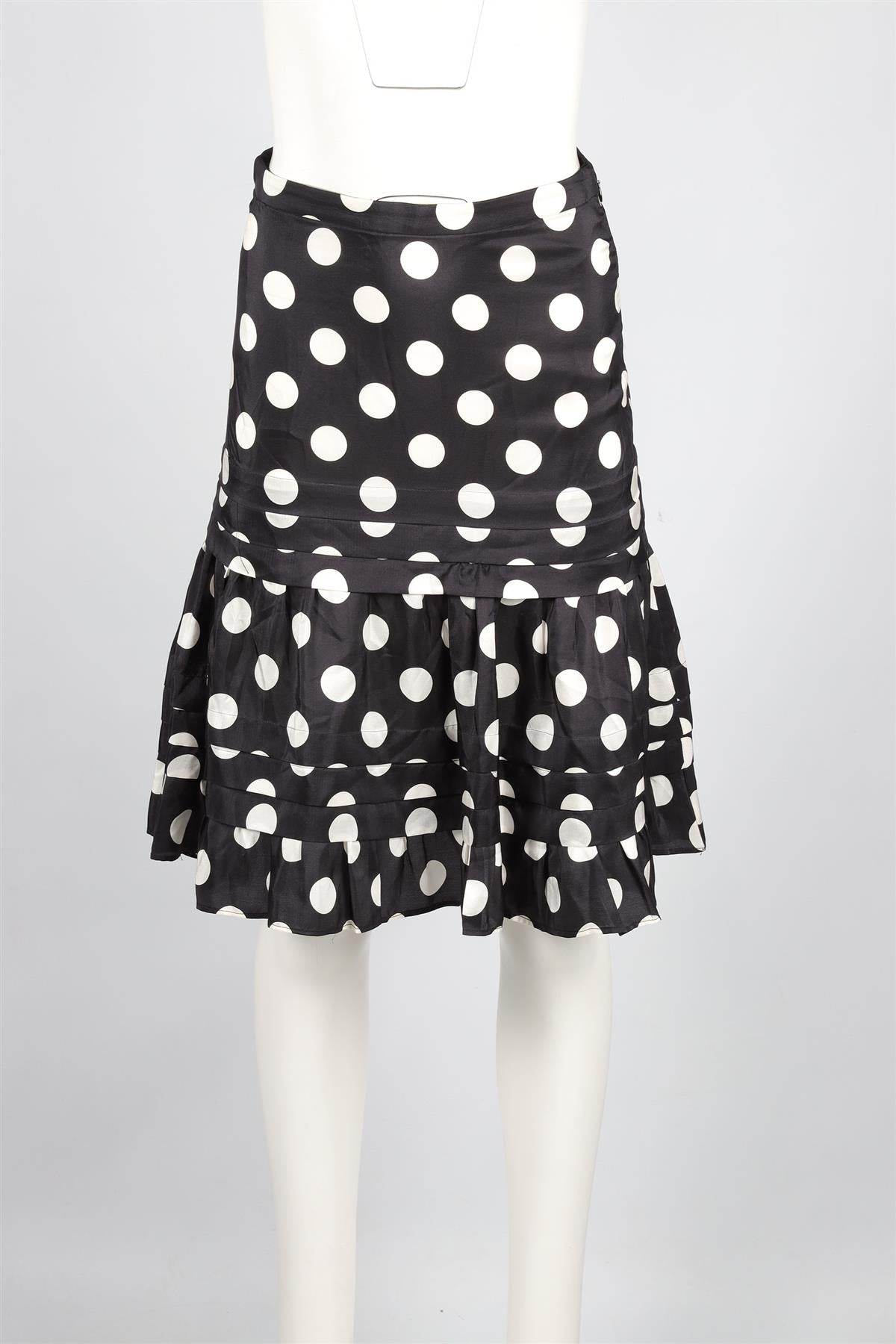 MOSCHINO BLACK SILK MIDI SKIRT IT 44 UK 12