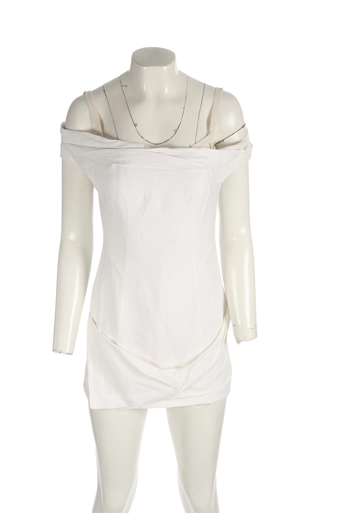 JACQUEMUS WHITE LINEN MINI DRESS FR 36 UK 8