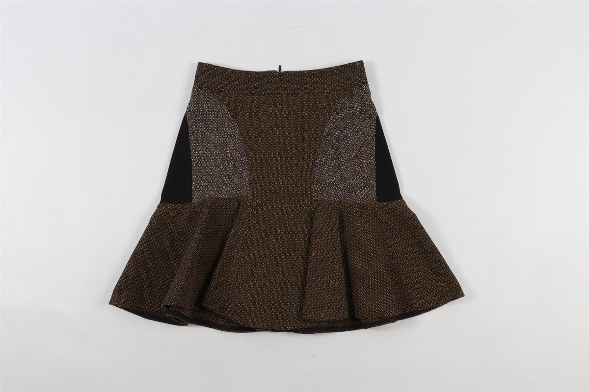 STELLA MCCARTNEY BROWN WOOL MINI SKIRT IT 34 UK 2