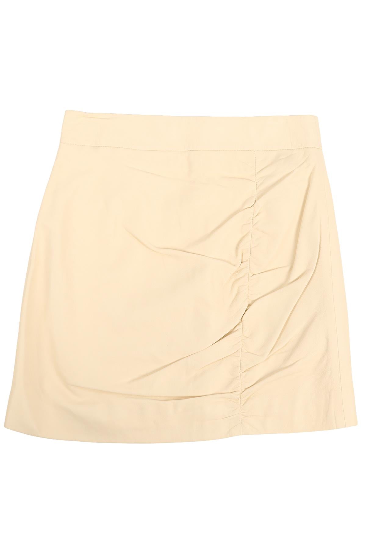 ZEYNAP ARCAY CREAM LEATHER MINI SKIRT FR 36 UK 8
