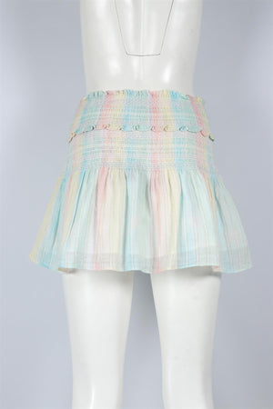 LOVESHACKFANCY MULTI COTTON MINI SKIRT SMALL