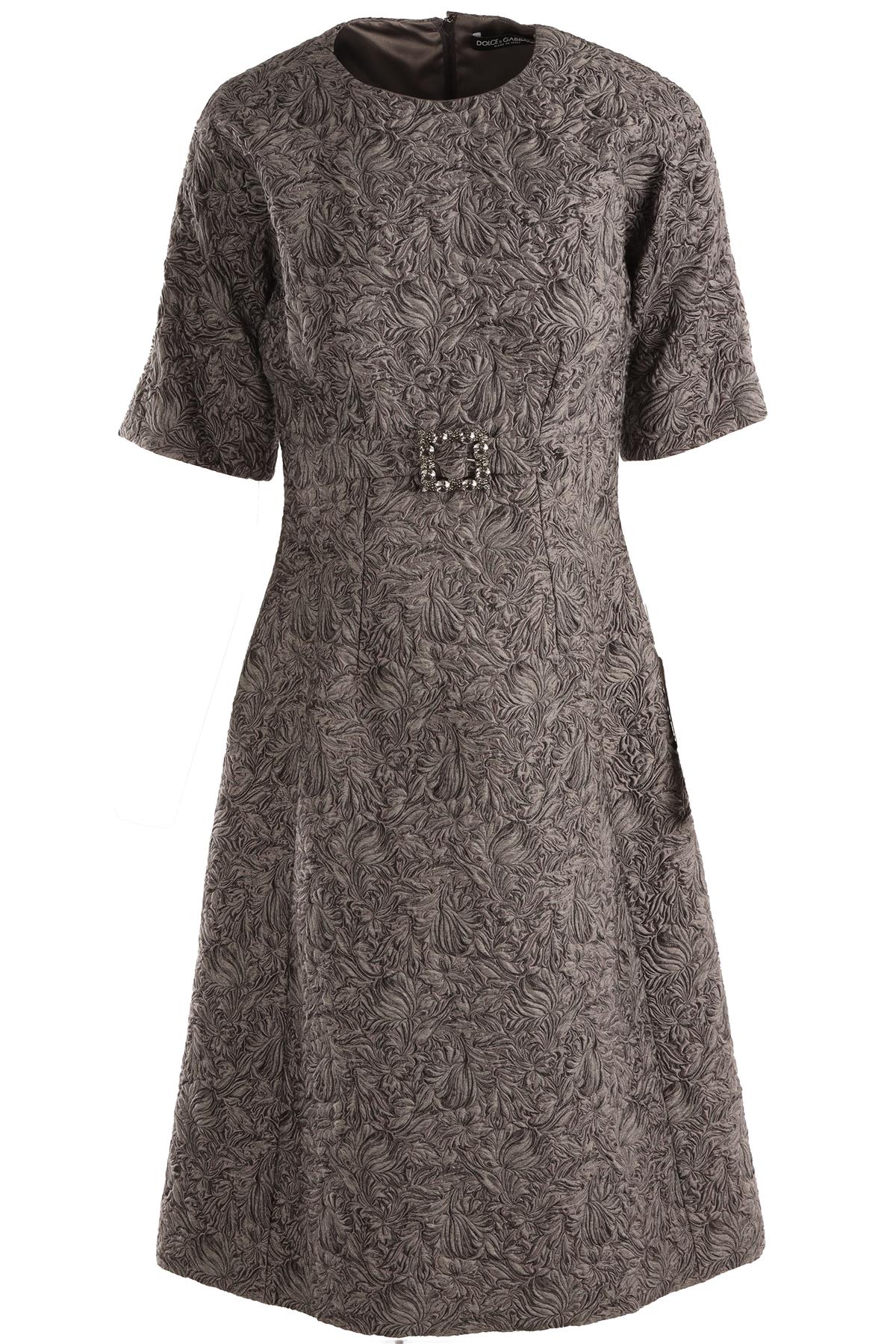 DOLCE & GABBANA GREY WOOL MIDI DRESS IT 42 UK 10