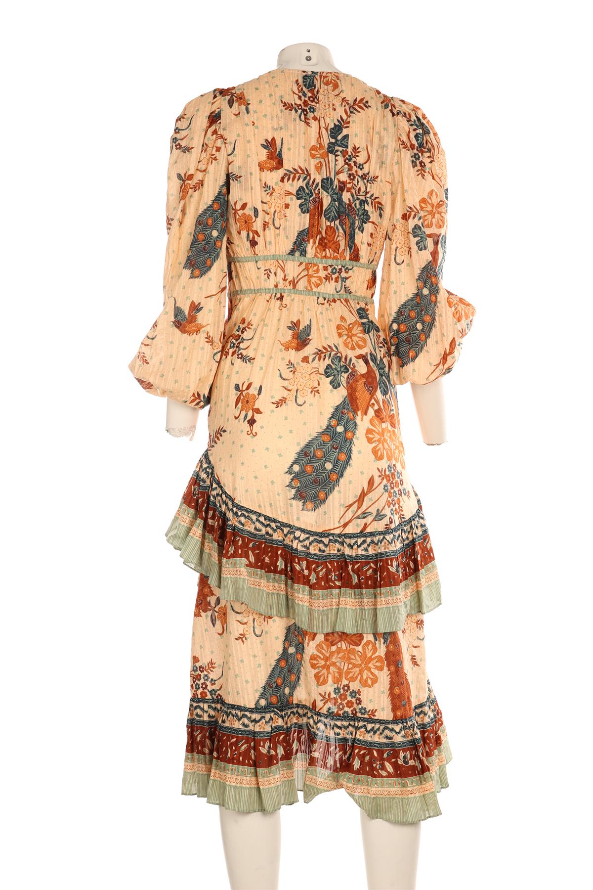 ULLA JOHNSON MULTI COTTON MAXI DRESS US 4 UK 8