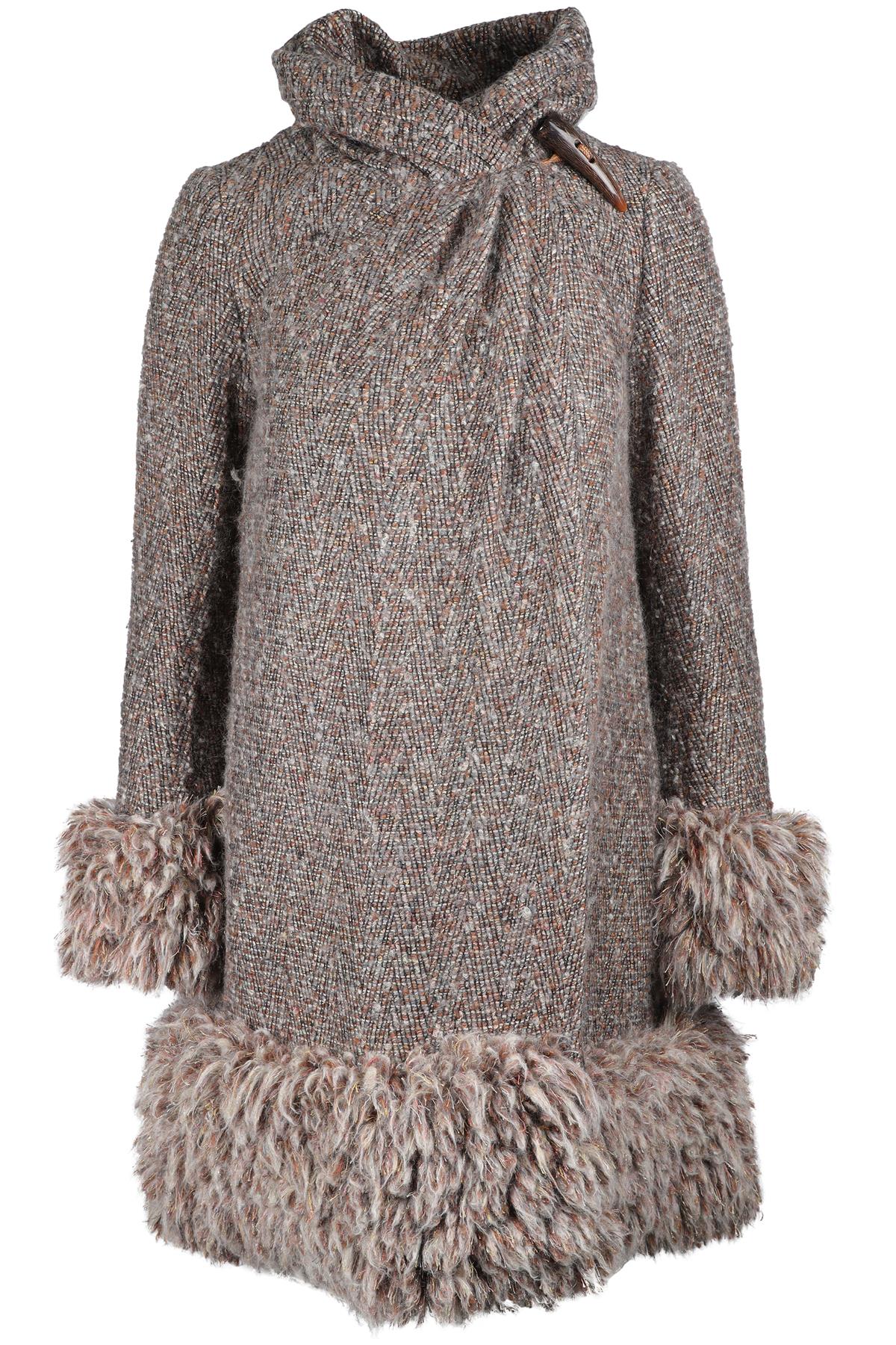 DIANE VON FURSTENBERG BROWN WOOL COAT US 2 UK 6