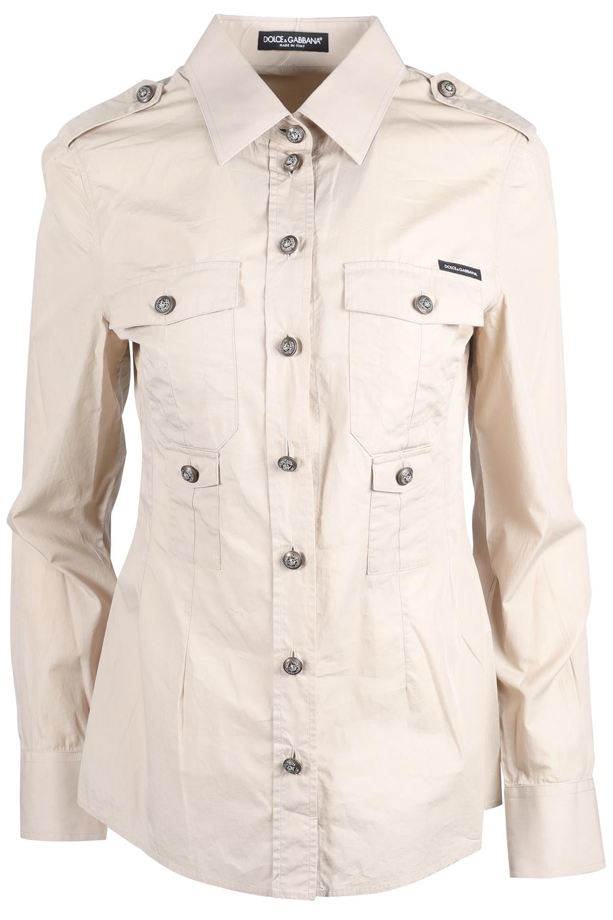 DOLCE & GABBANA BEIGE COTTON SHIRT IT 42 UK 10