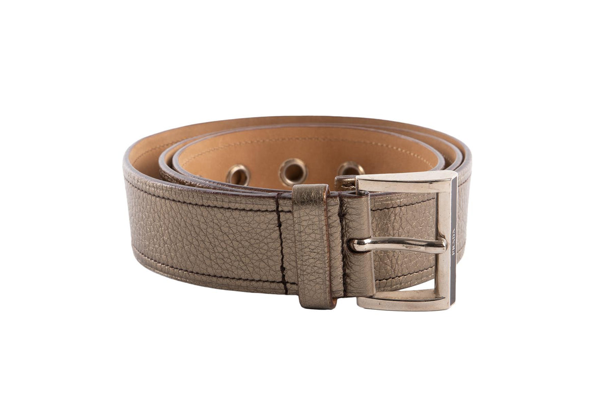 PRADA BRONZE LEATHER BELT 90CM