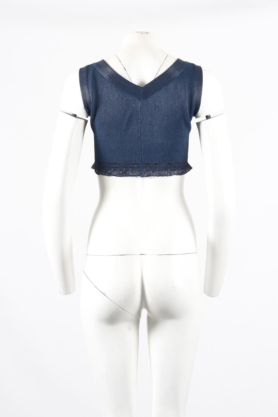 AZZEDINE ALAÏA CROPPED JACQUARD KNIT TOP FR 36 UK 8
