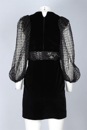 ISA ARFEN BLACK VELVET MINI DRESS UK 6