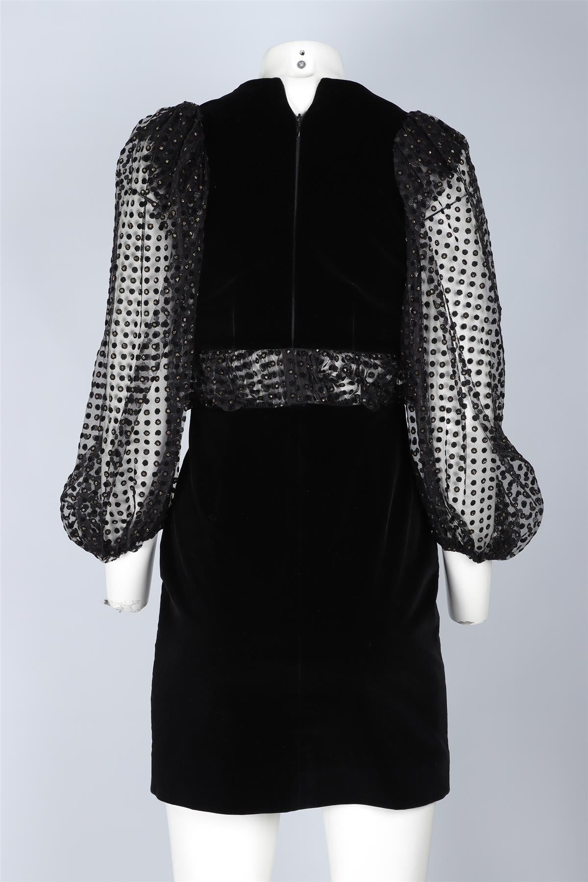 ISA ARFEN BLACK VELVET MINI DRESS UK 6