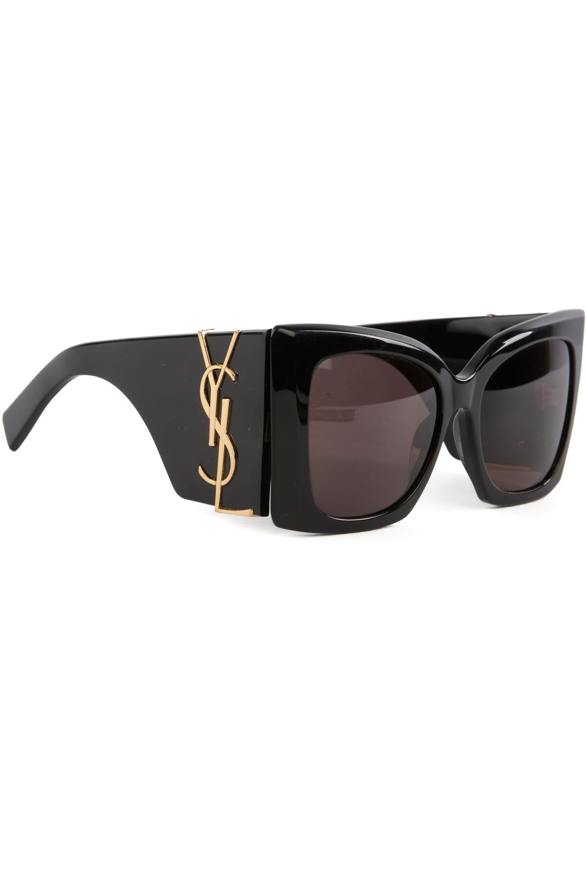 SAINT LAURENT BLACK BLAZE CAT EYE ACETATE SUNGLASSES