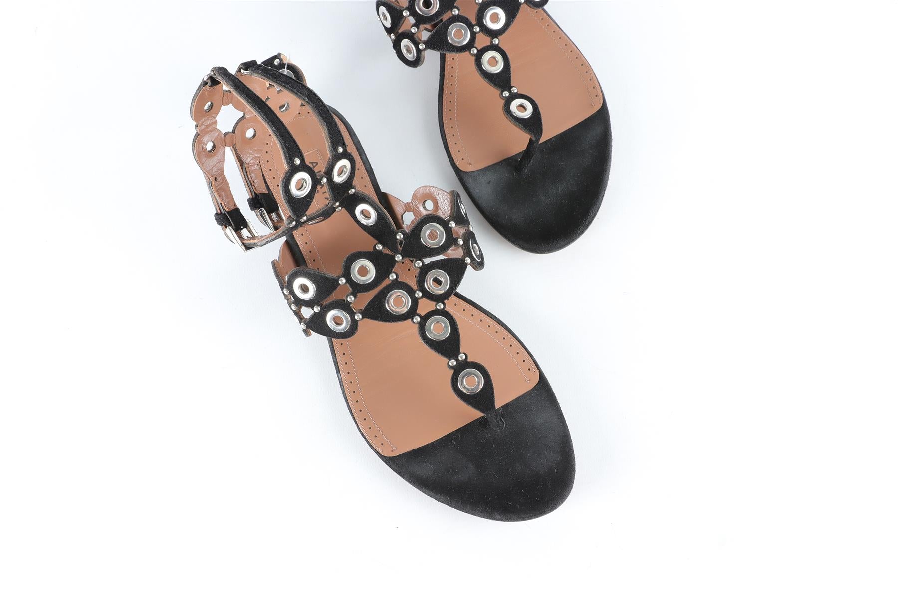 ALAÏA BLACK SUEDE SANDALS EU 38 UK 5 US 8