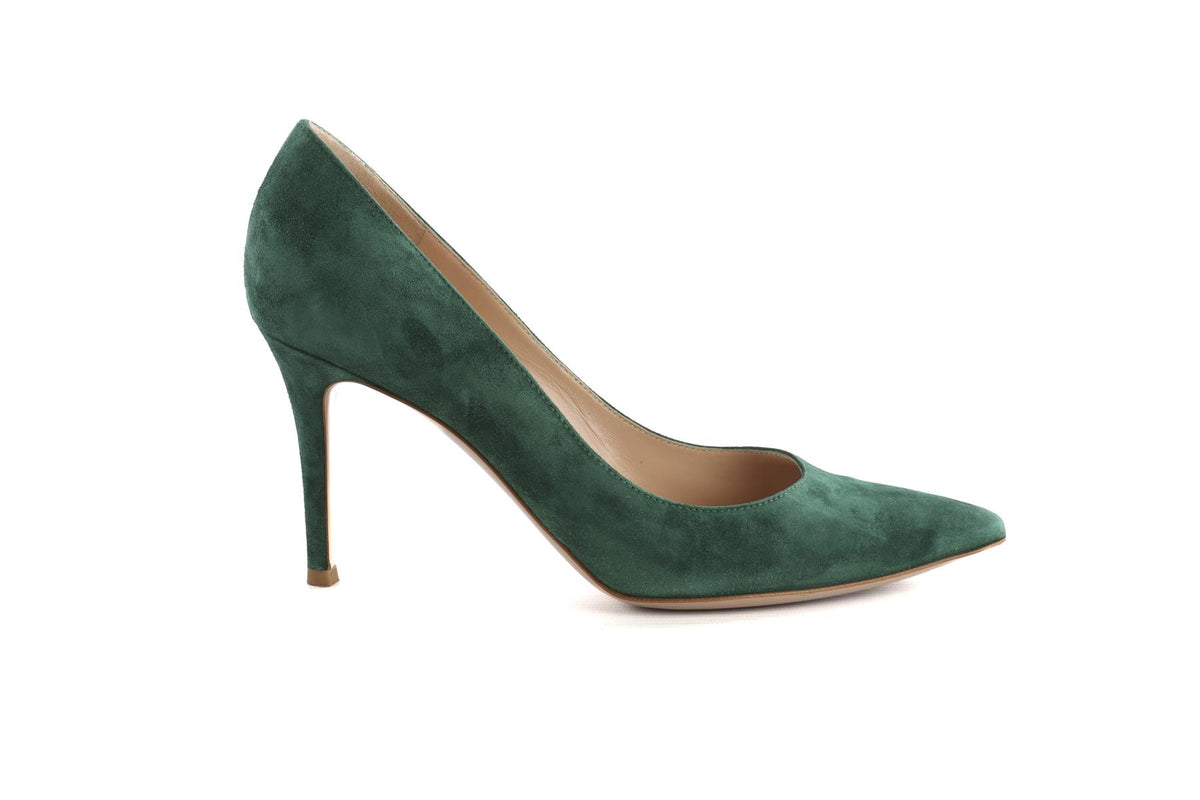 GIANVITO ROSSI GREEN SUEDE PUMPS EU 38 UK 5 US 8