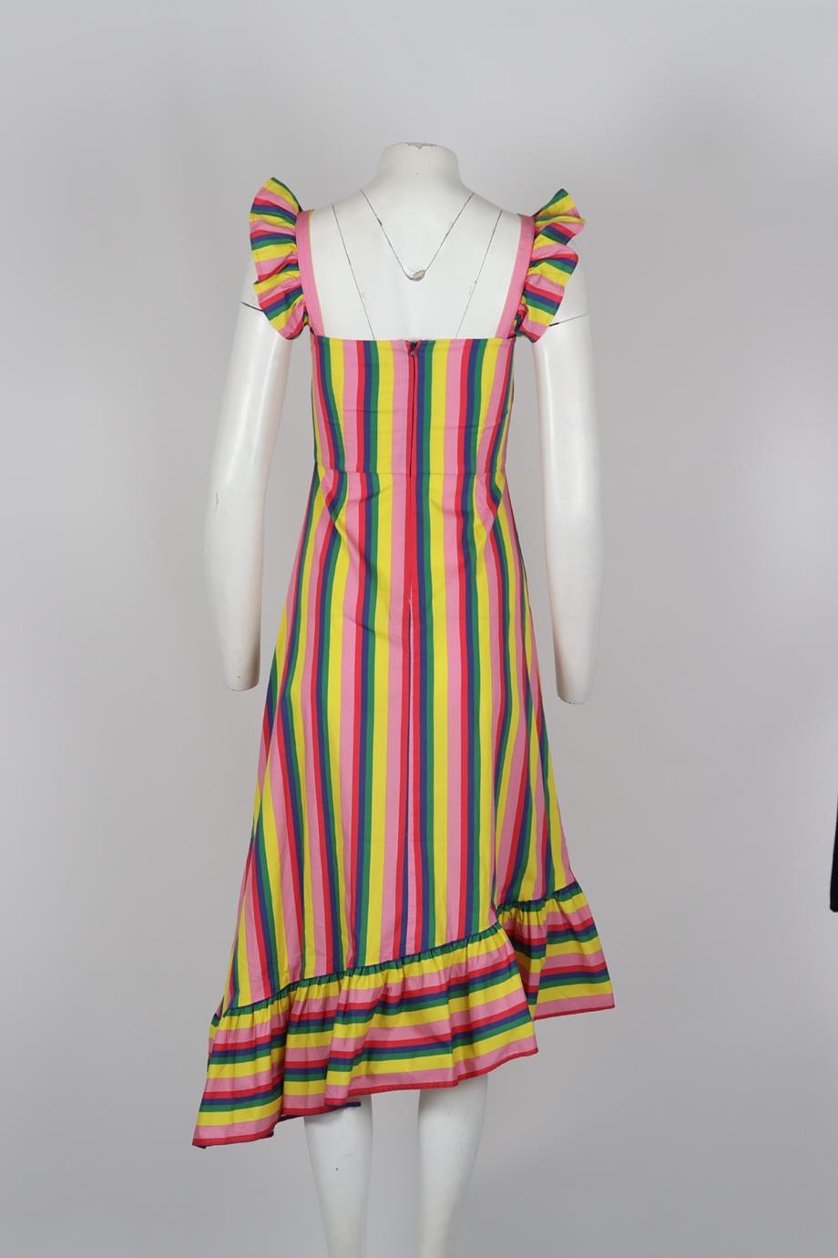STAUD STRIPED COTTON MIDI DRESS US 2 UK 6