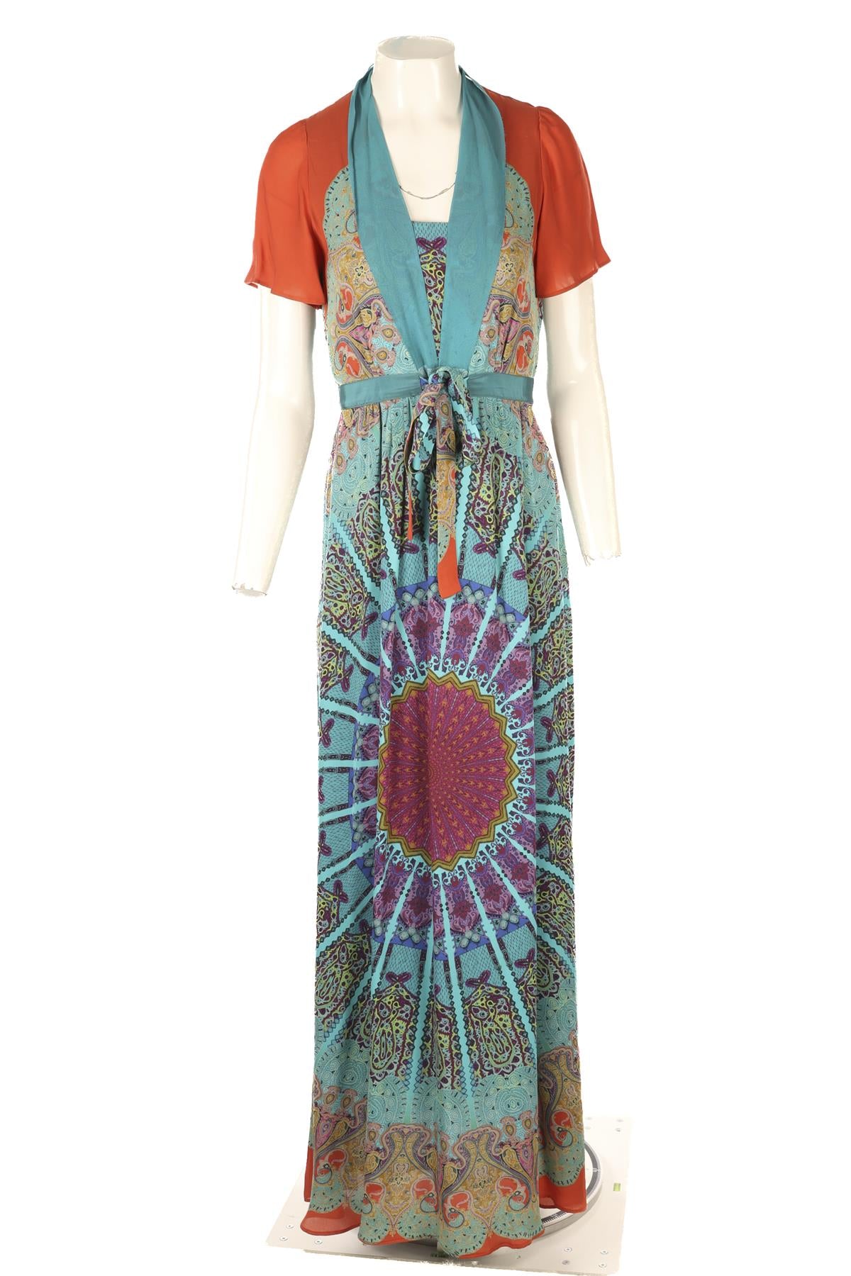 ETRO MULTI SILK MAXI DRESS IT 40 UK 8