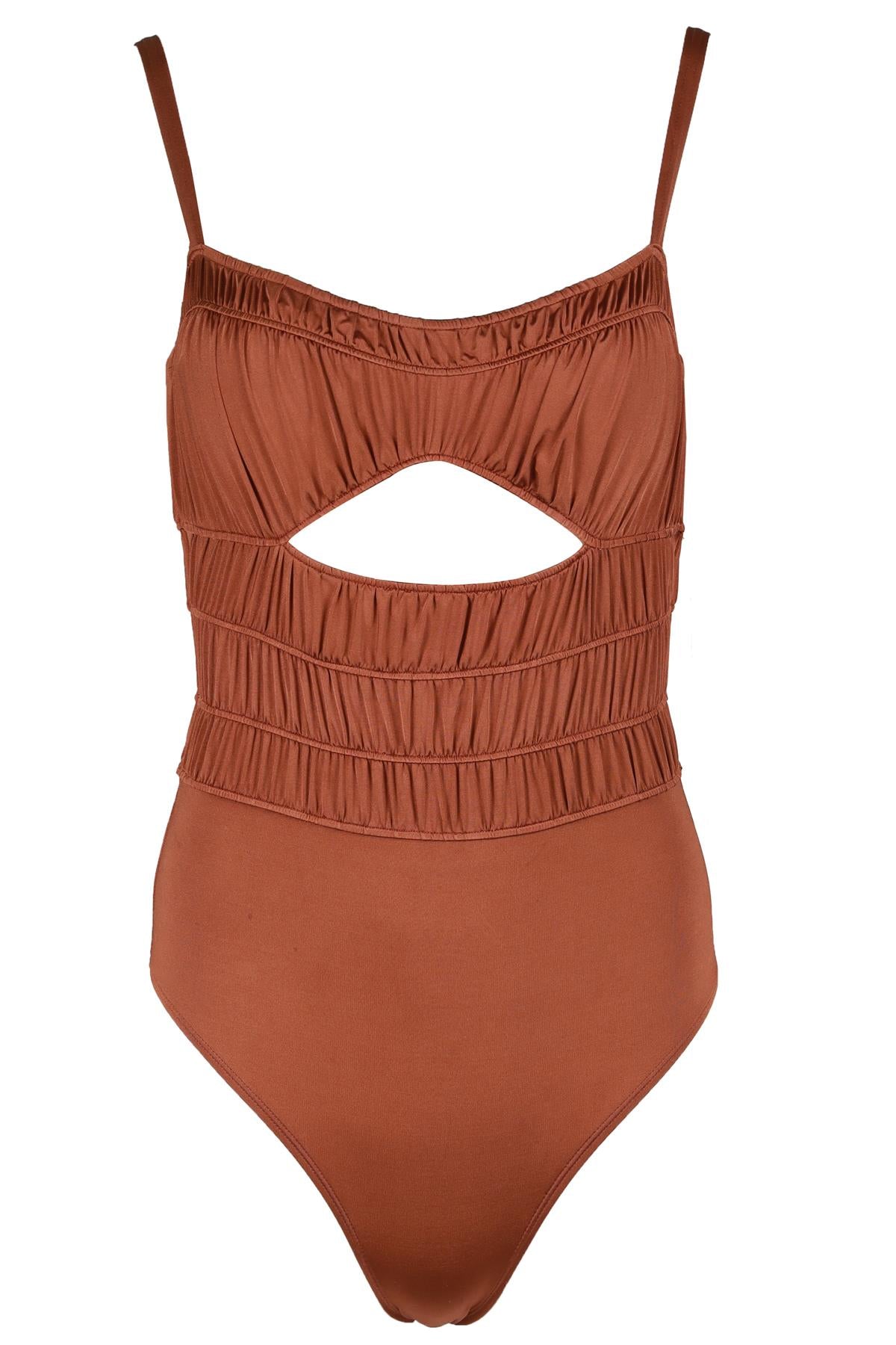 PEONY BROWN SWIMSUIT LARGE