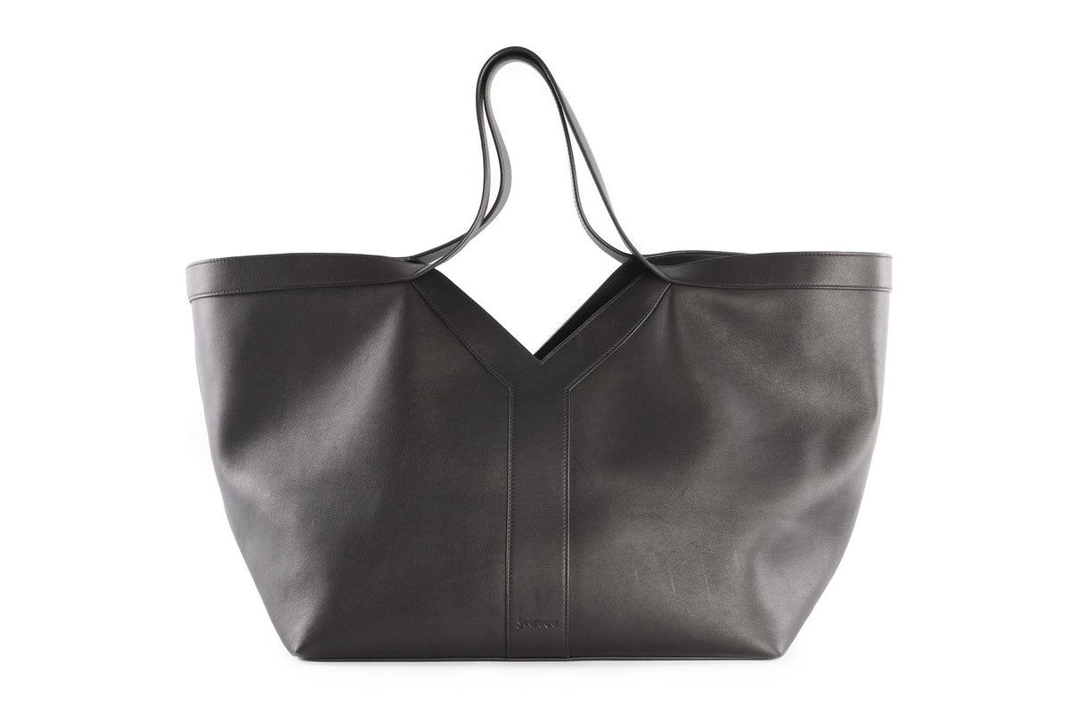 SAINT LAURENT BLACK Y LEATHER TOTE BAG