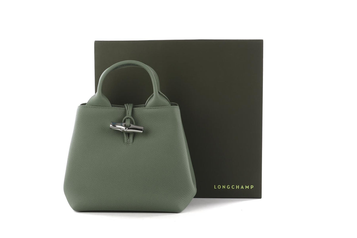 Longchamp Green Le Roseau Small Leather Tote Bag