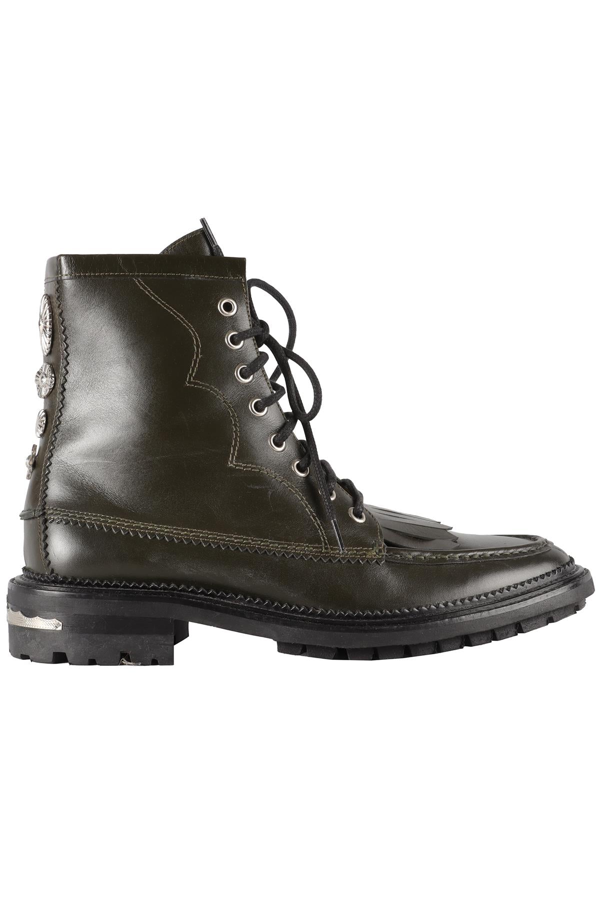 TOGA VIRILIS GREEN MEN'S LEATHER BOOTS EU 42 UK 8 US 9